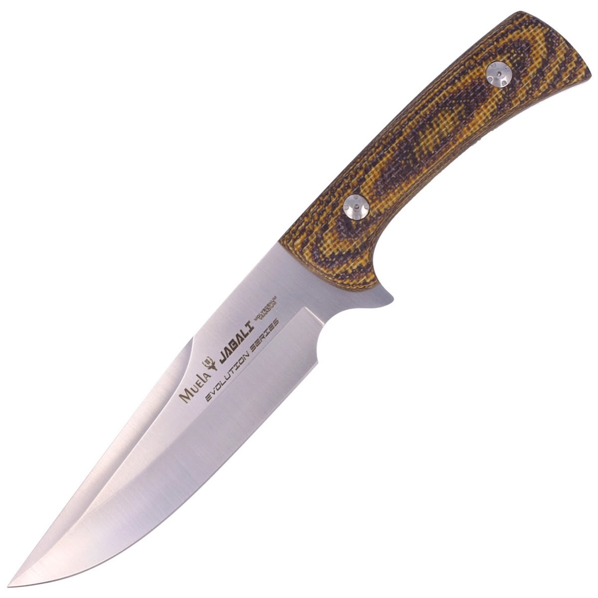 Cuchillo de Caza Muela Jabalí 17 Micarta Yute Mostaza-Marrón