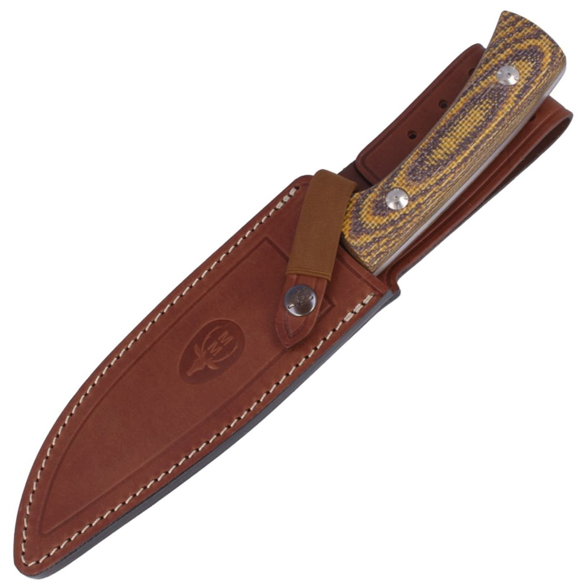 Cuchillo de Caza Muela Jabalí 17 Micarta Yute Mostaza-Marrón