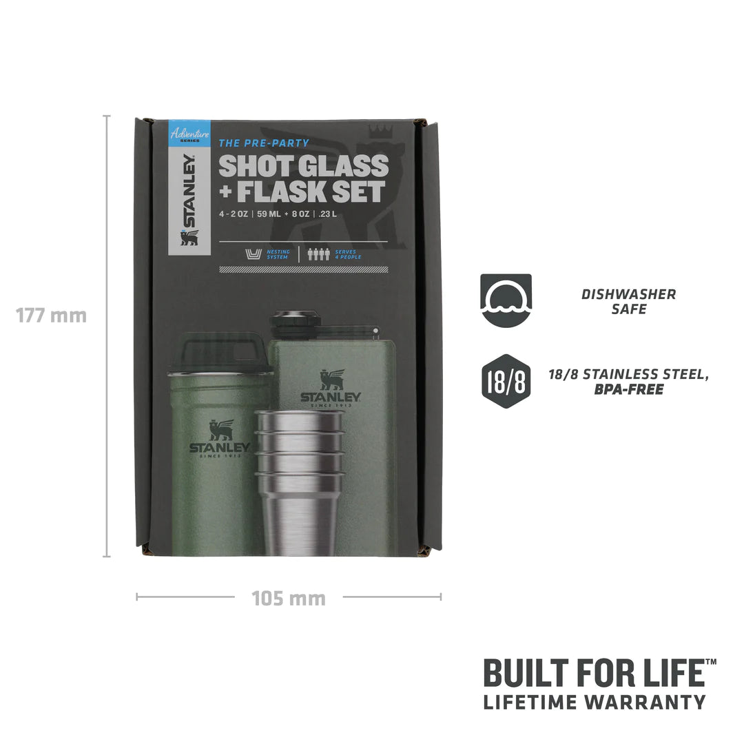 Adventure Pre-Party Shot Glasses + Hip Flask Set