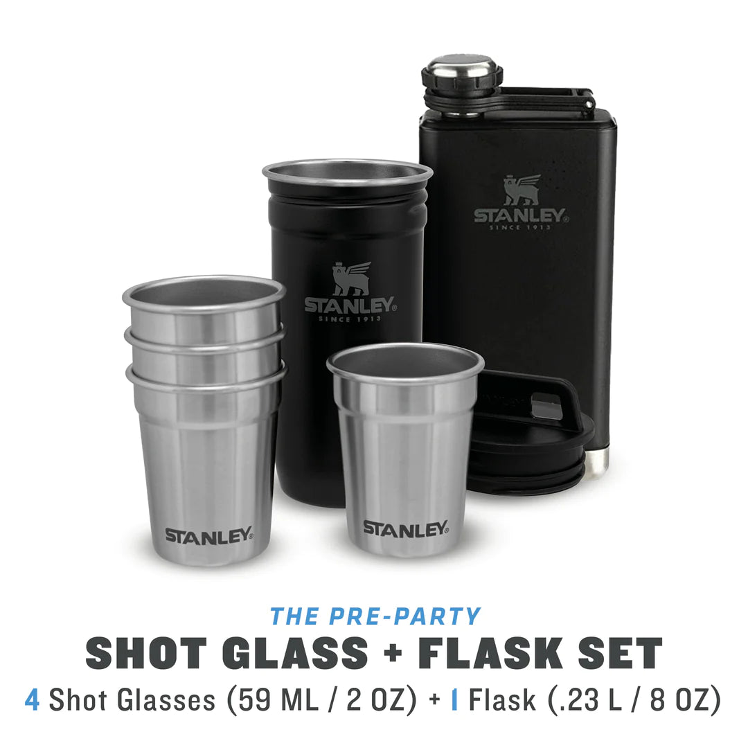 Adventure Pre-Party Shot Glasses + Hip Flask Set