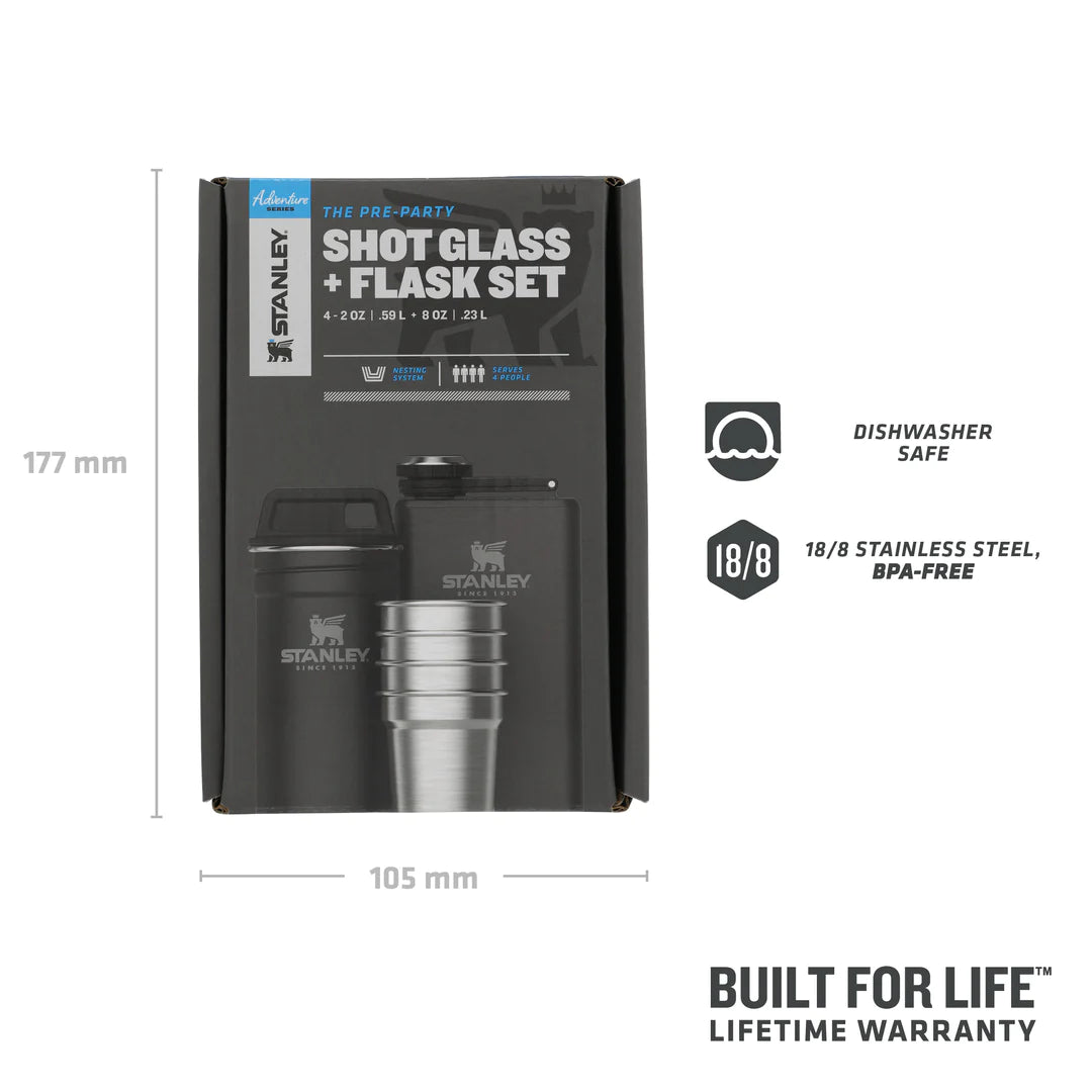 Adventure Pre-Party Shot Glasses + Hip Flask Set