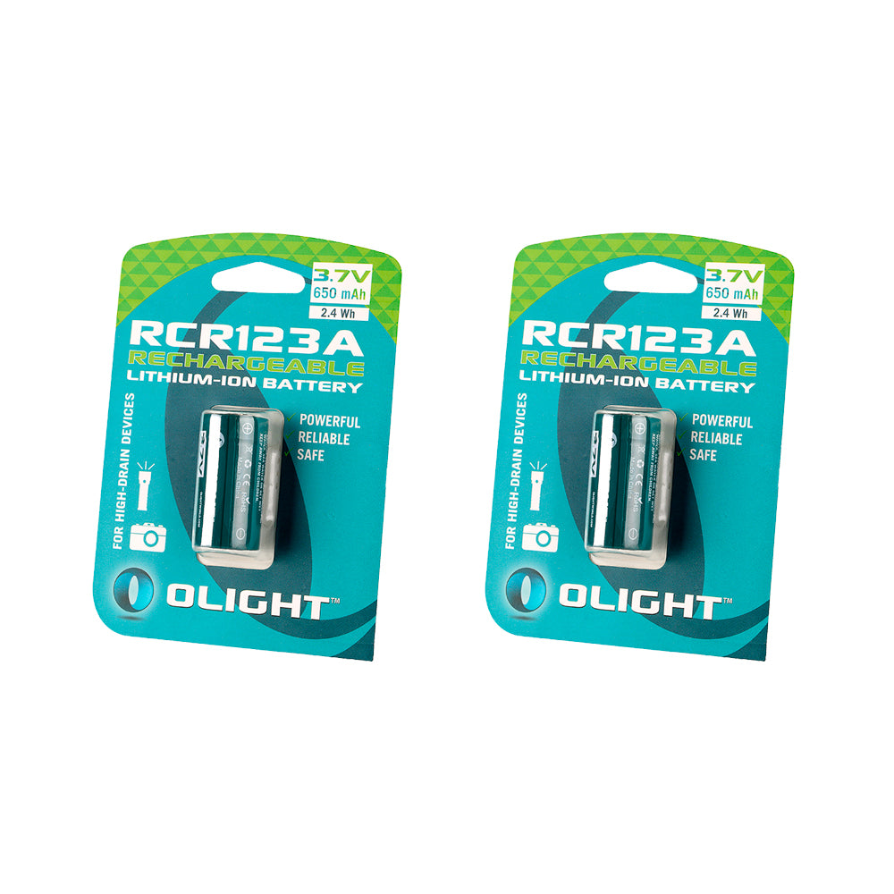 Pack de 2 Pilas RCR123A 650 mAh 3.7V Recargables
