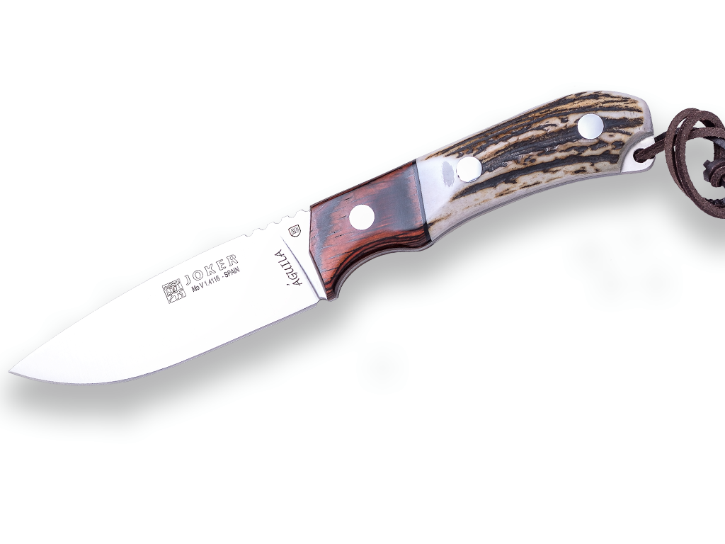 Cuchillo de Caza Joker Aguila con Puño en Asta de Ciervo