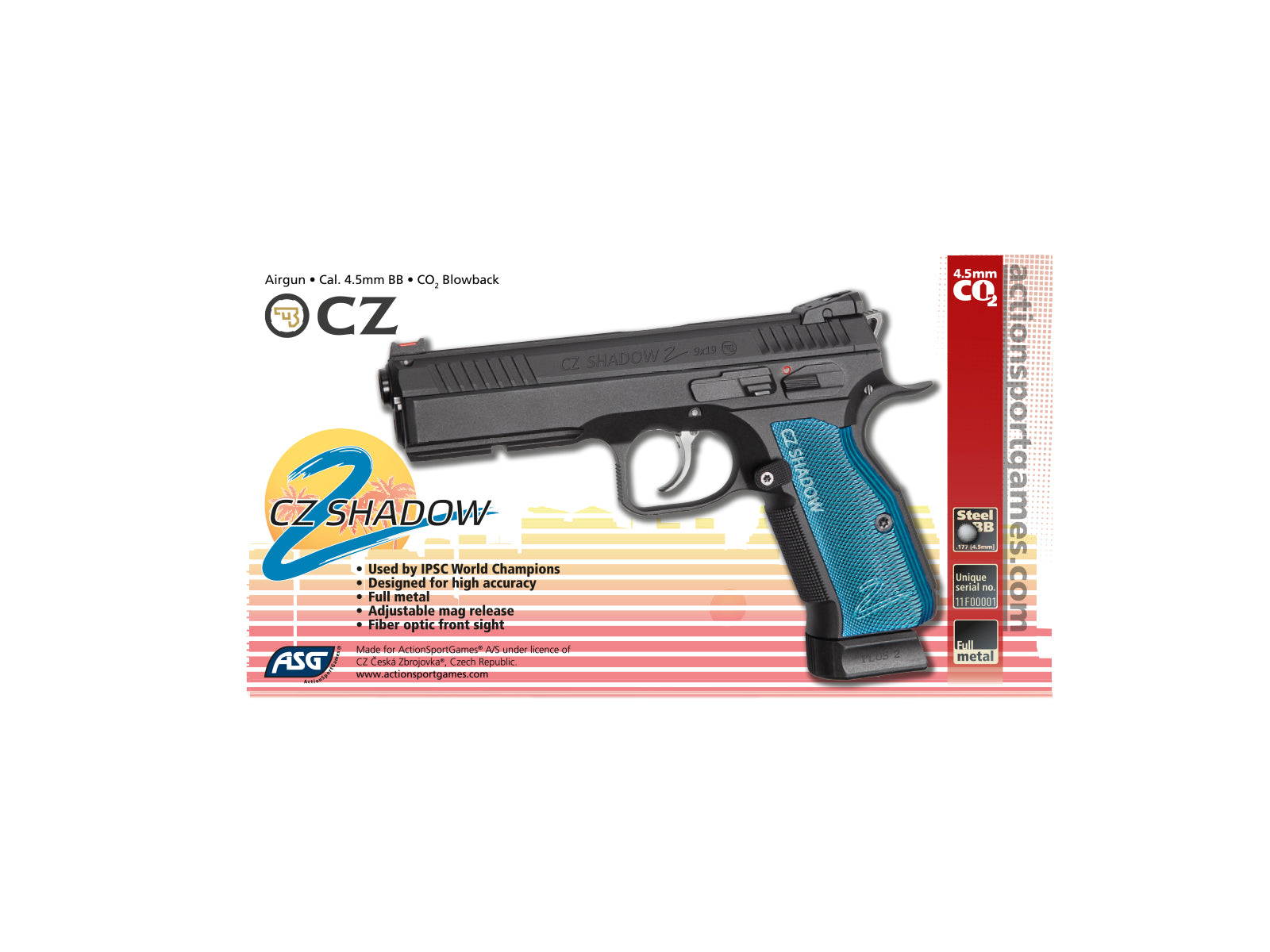 Pistola de Aire Comprimido ASG CZ SHADOW II Blow Back Combi Full Metal