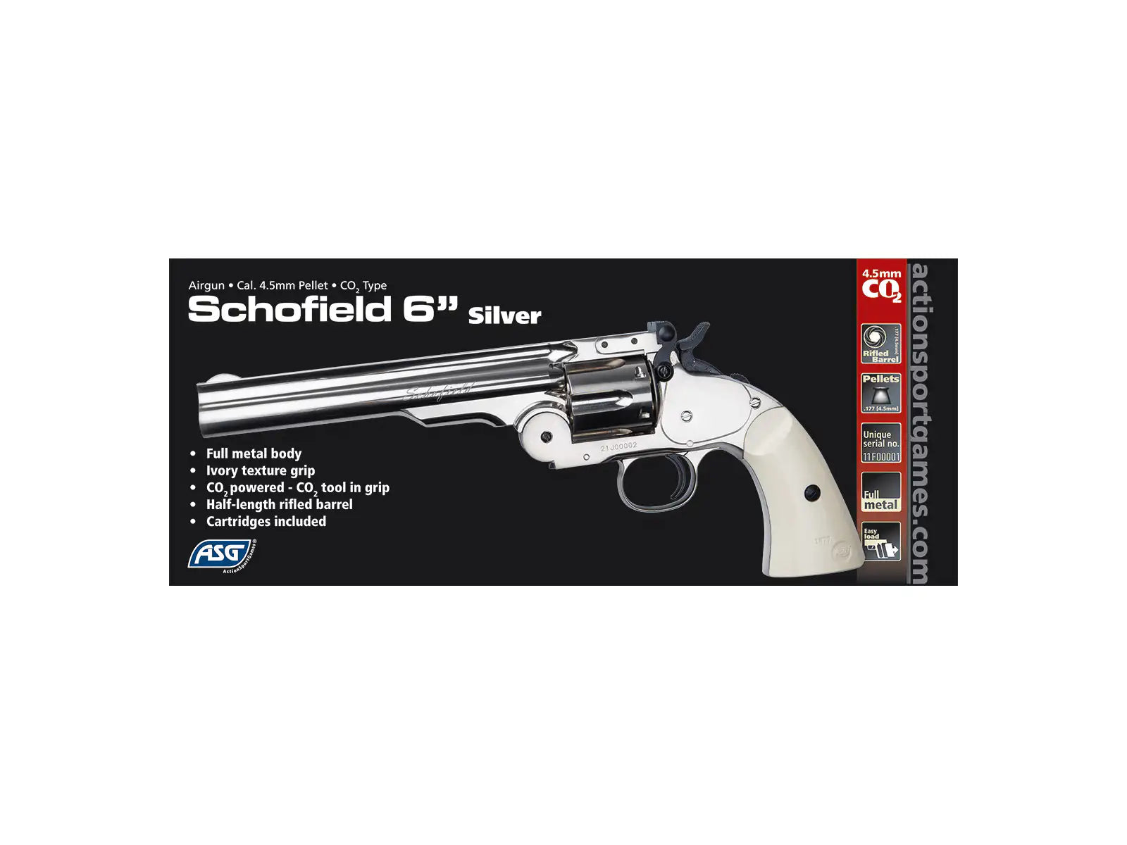 Revolver de Aire Comprimido CO₂ ASG Schofield – 6"