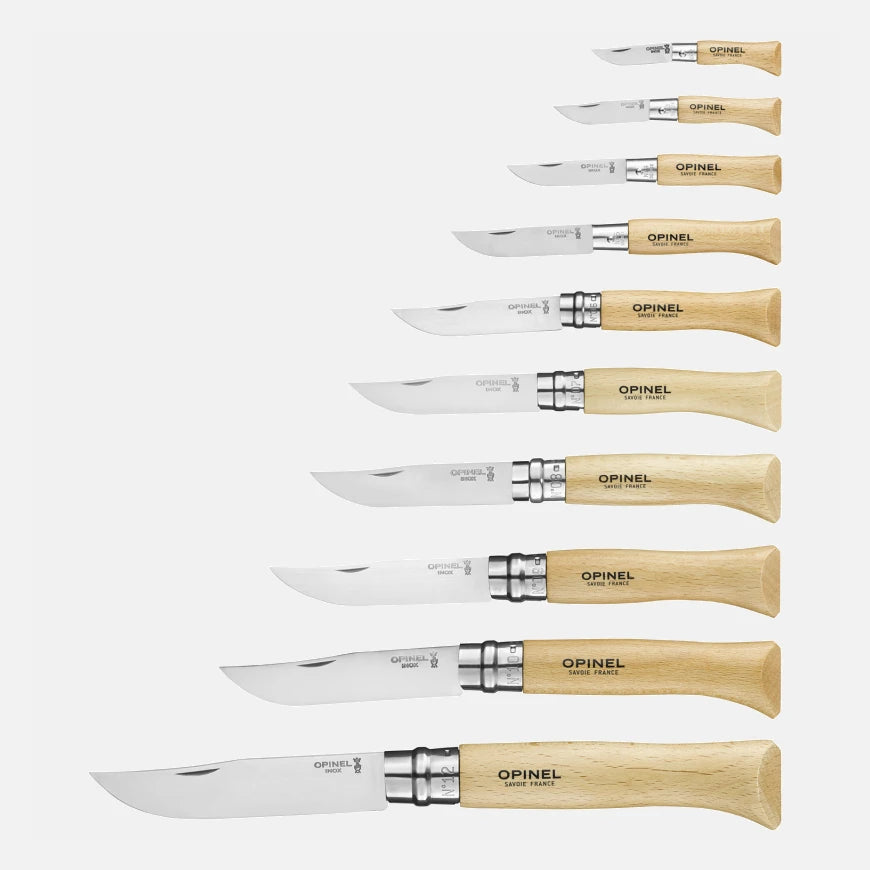 Vitrina de 10 Navajas de Bolsillo Opinel Inox