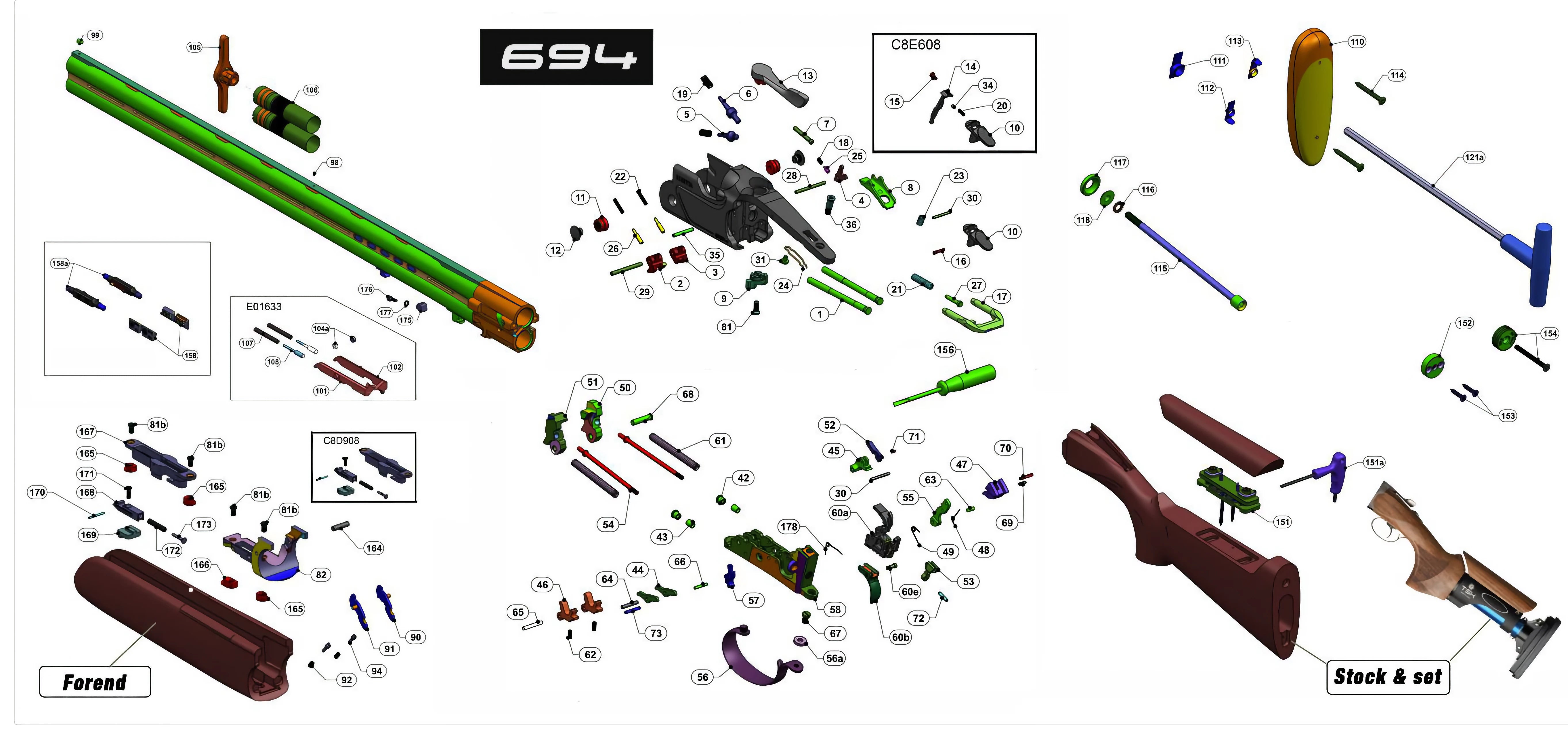 Piezas de Recambio para Escopeta Superpuesta Beretta 694