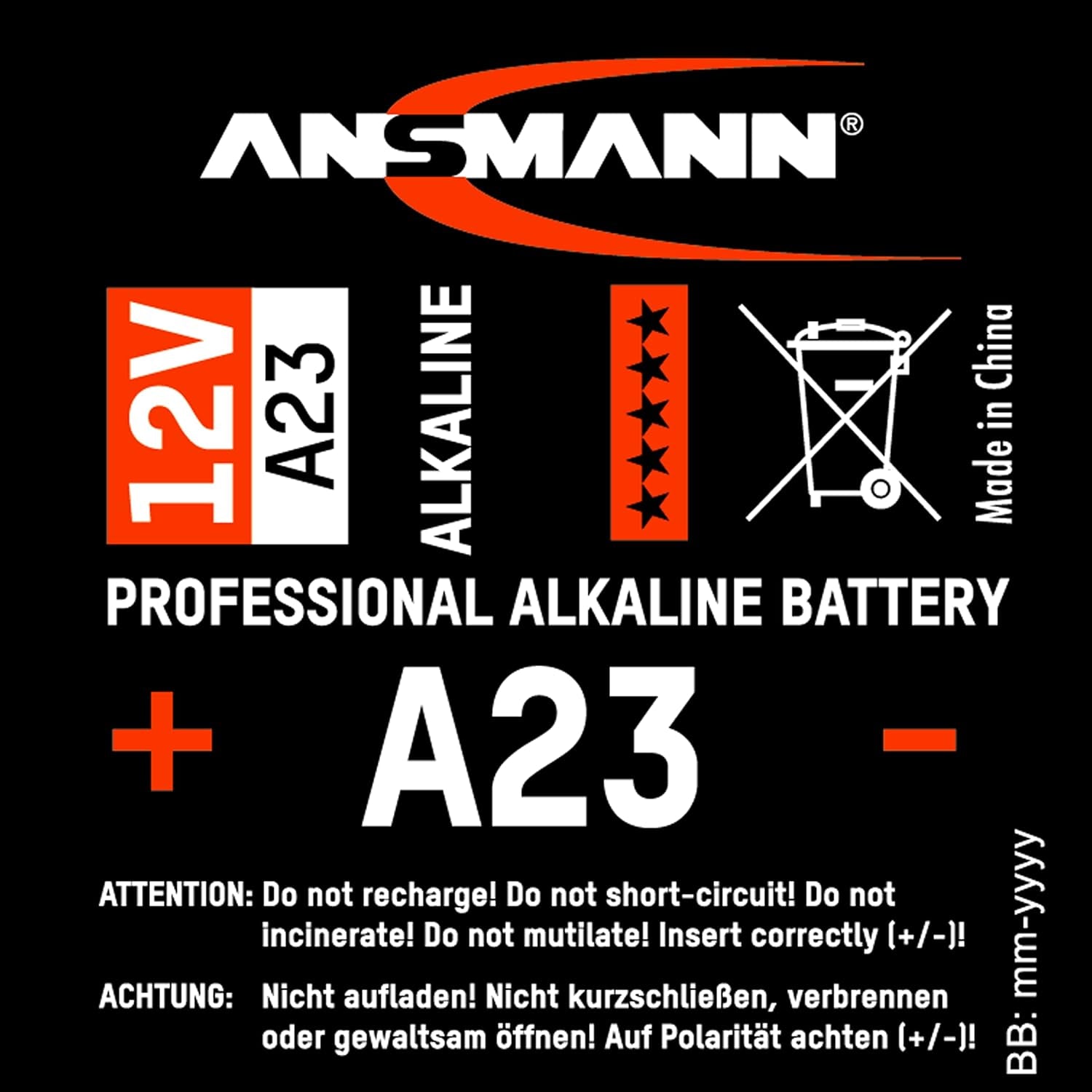 Pila Alcalina A23 / LR23 Ansmann