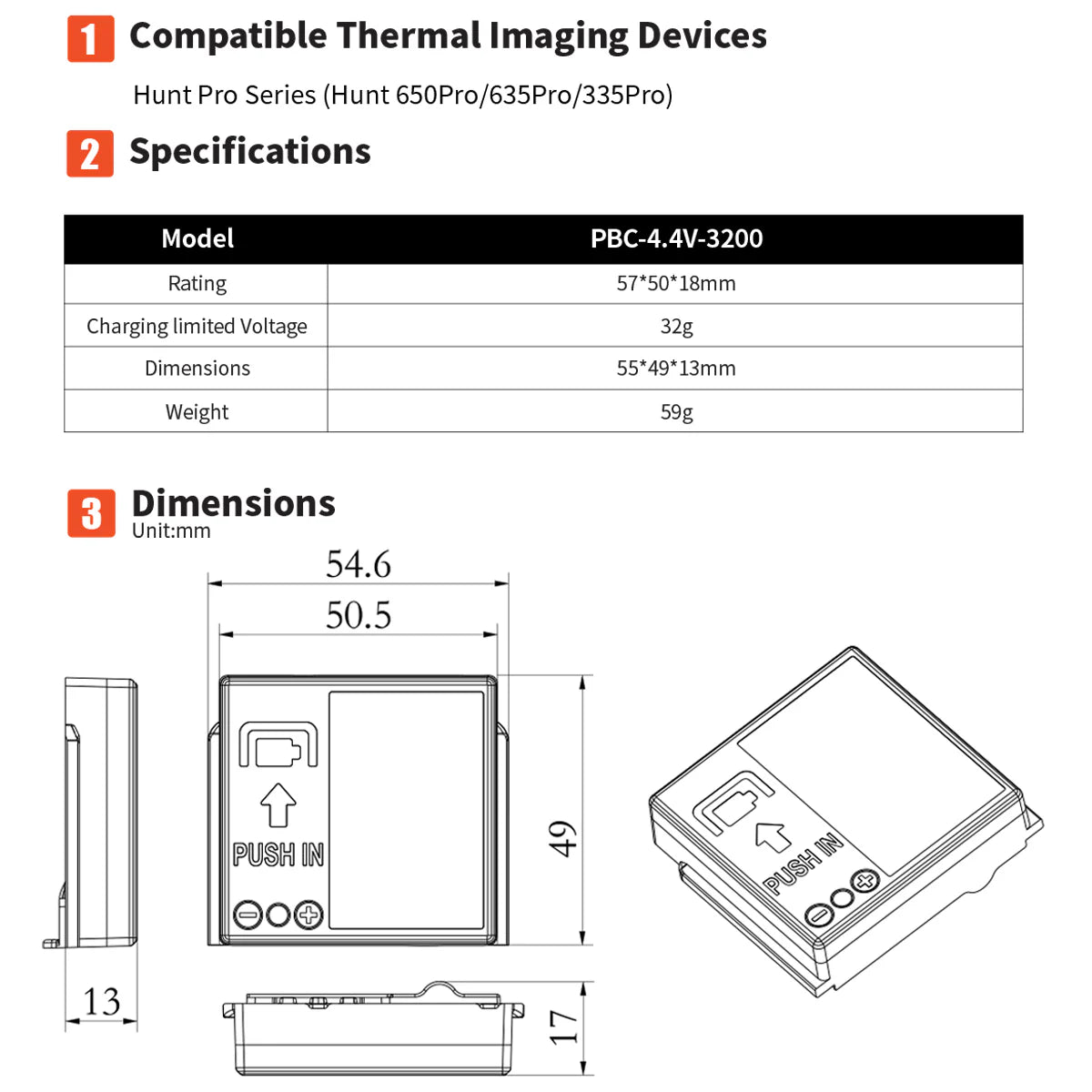 Batería de Iones de Litio ThermTec PBC-4.4V-3200