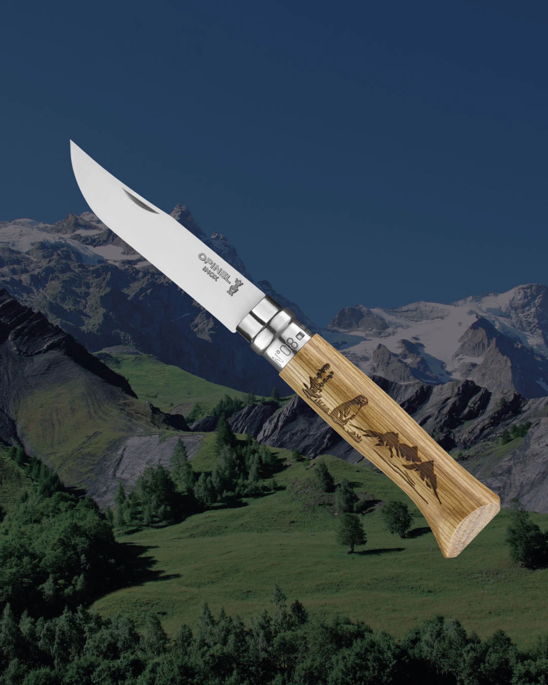 Navaja de Bolsillo Opinel N°08 con Grabado Animalia Marmota