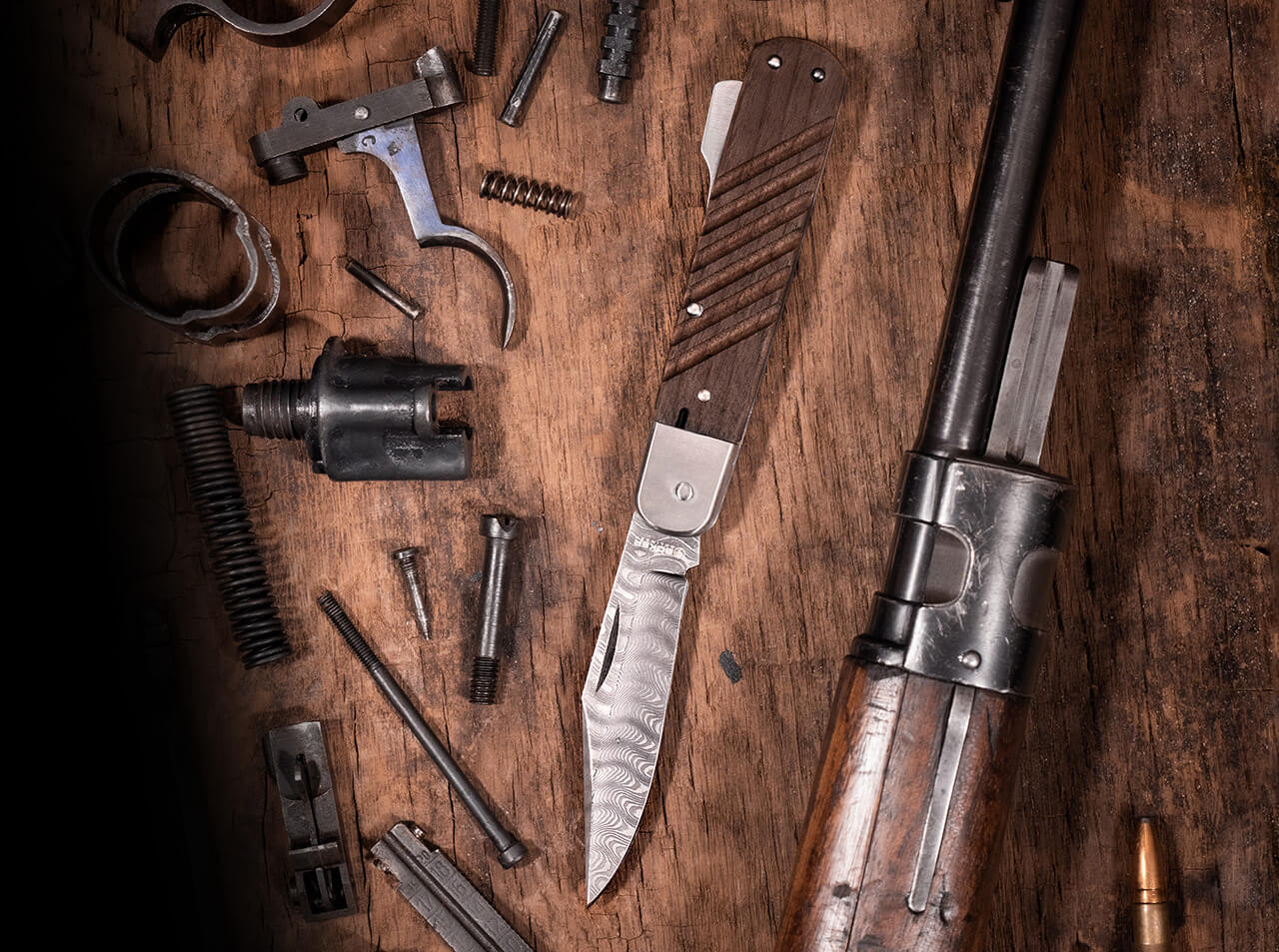 Navaja de Bolsillo Böker Solingen 98k-Damascus