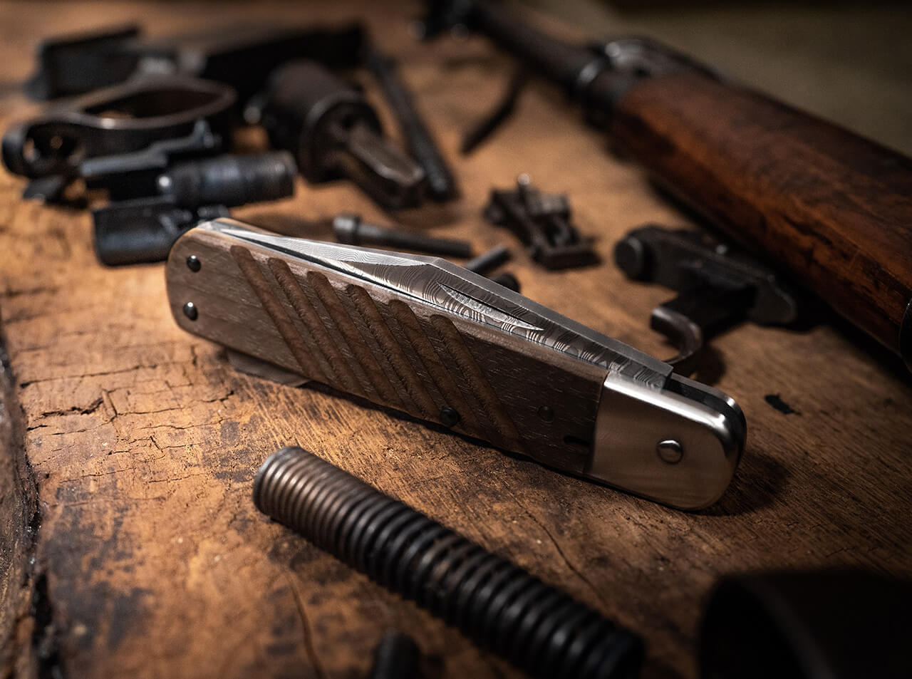 Navaja de Bolsillo Böker Solingen 98k-Damascus