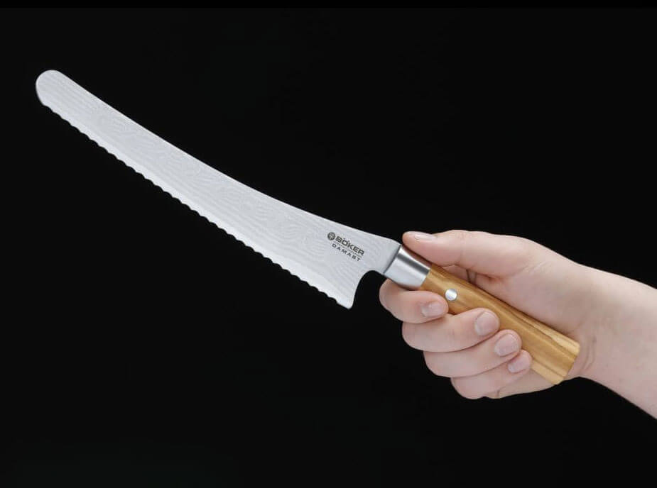 Cuchillo de Cocina Böker Solingen para Pan de Damasco de Olivo