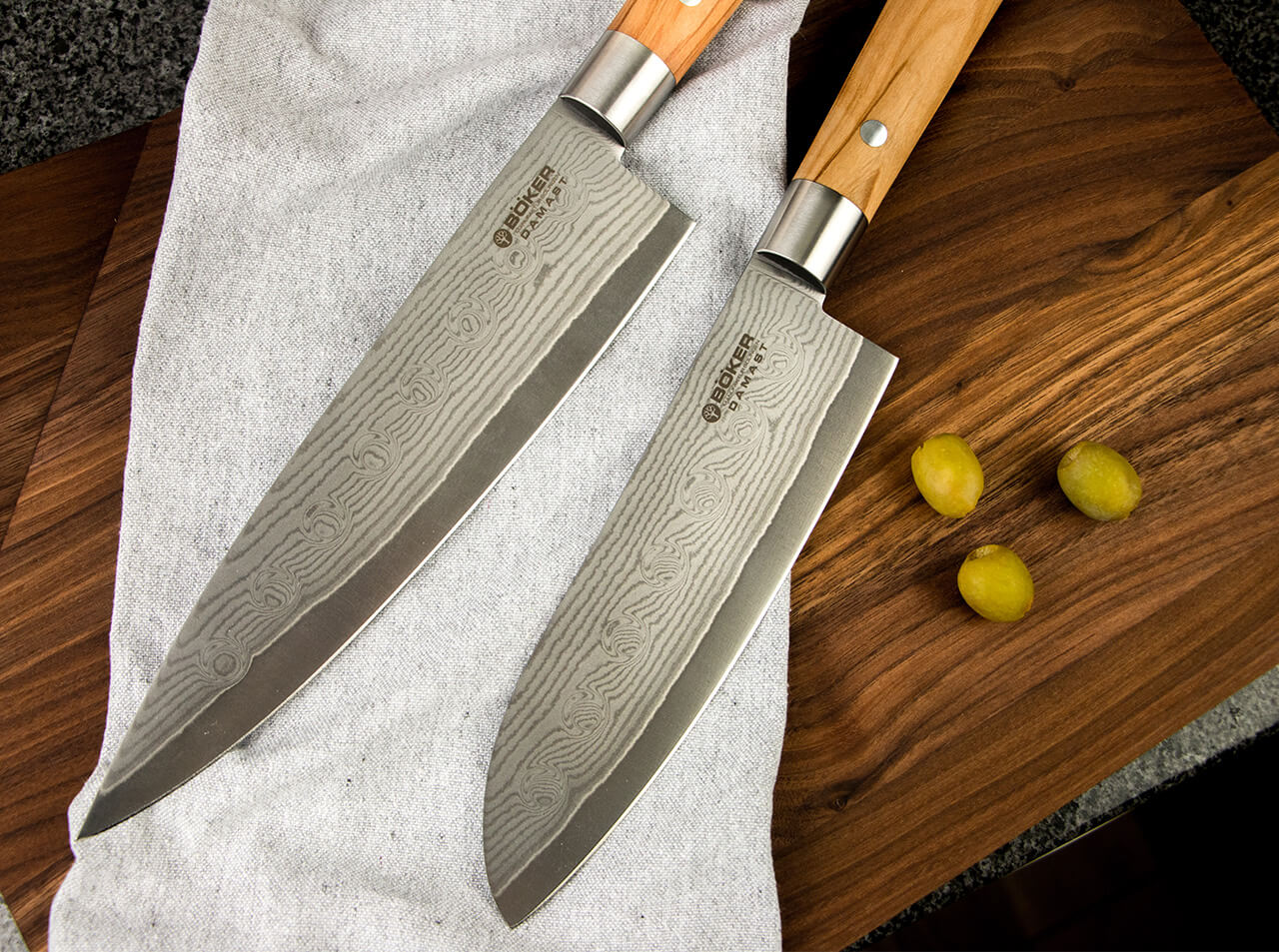 Cuchillo de Cocina Böker Solingen Chef Damasco de Oliva Grande
