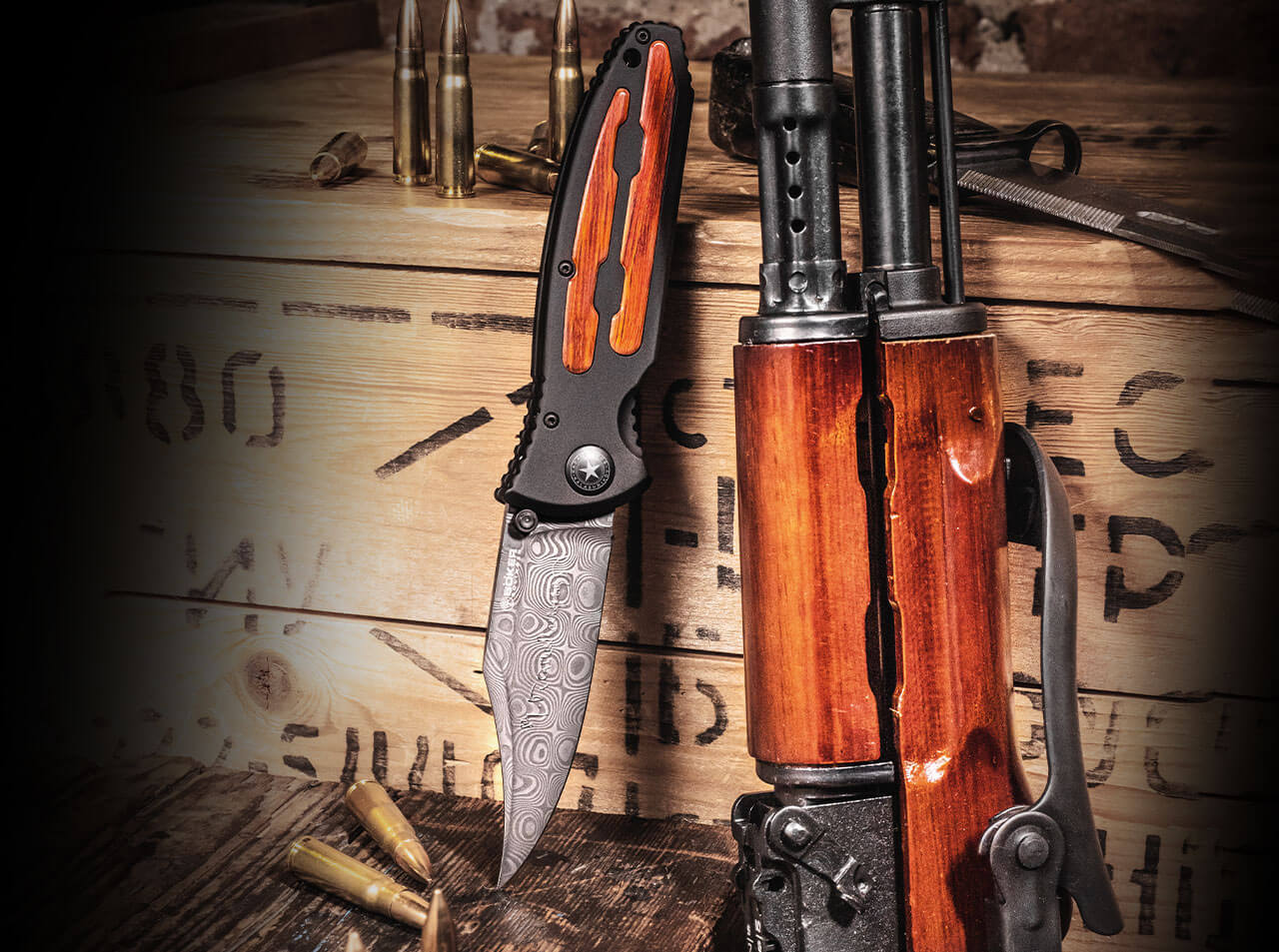 Navaja de Bolsillo Böker Solingen Kalashnikov Bayonet Damascus