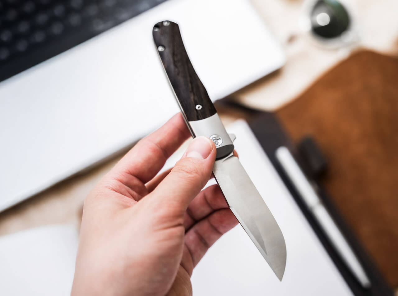 Navaja de Bolsillo Böker Solingen TRPPR Bog Madera de Roble