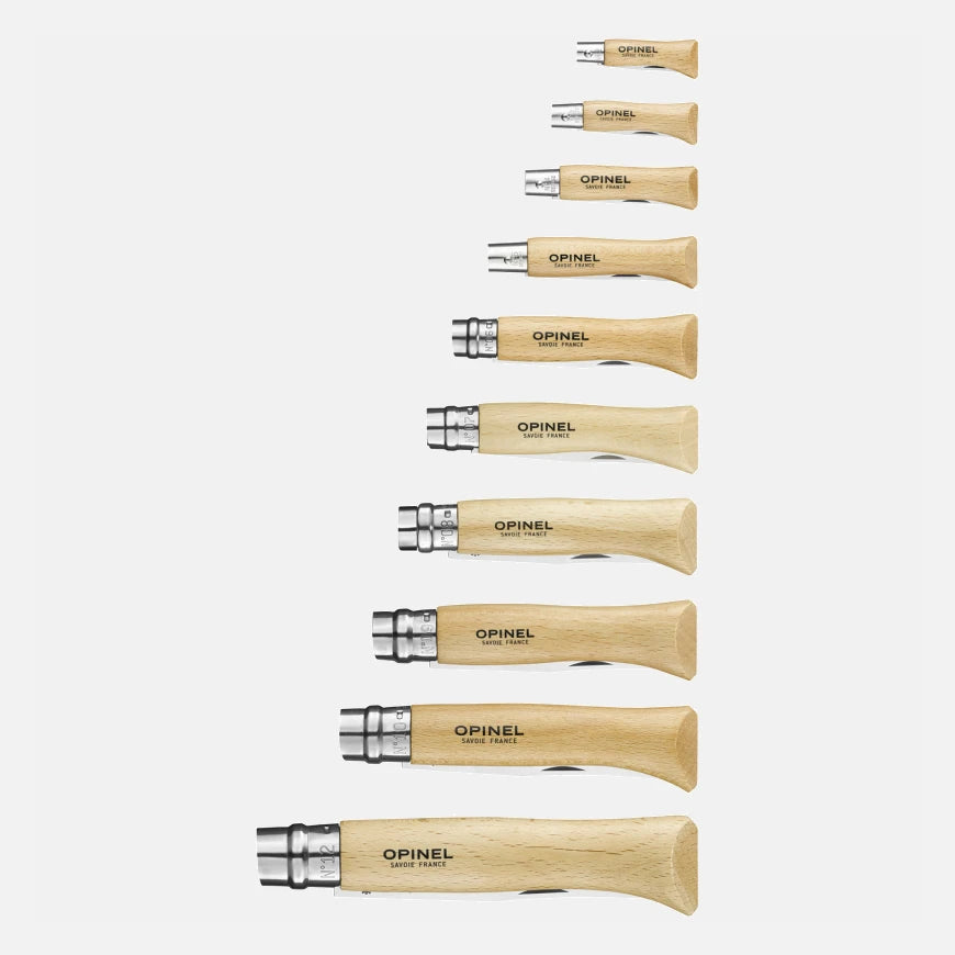 Vitrina de 10 Navajas de Bolsillo Opinel Inox