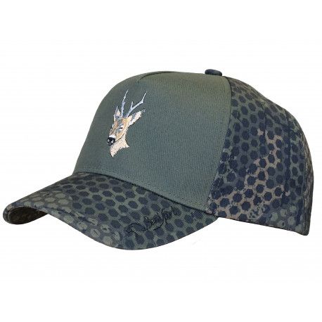 Khaki Forest Print Cap with Adjustable Animal Embroidery