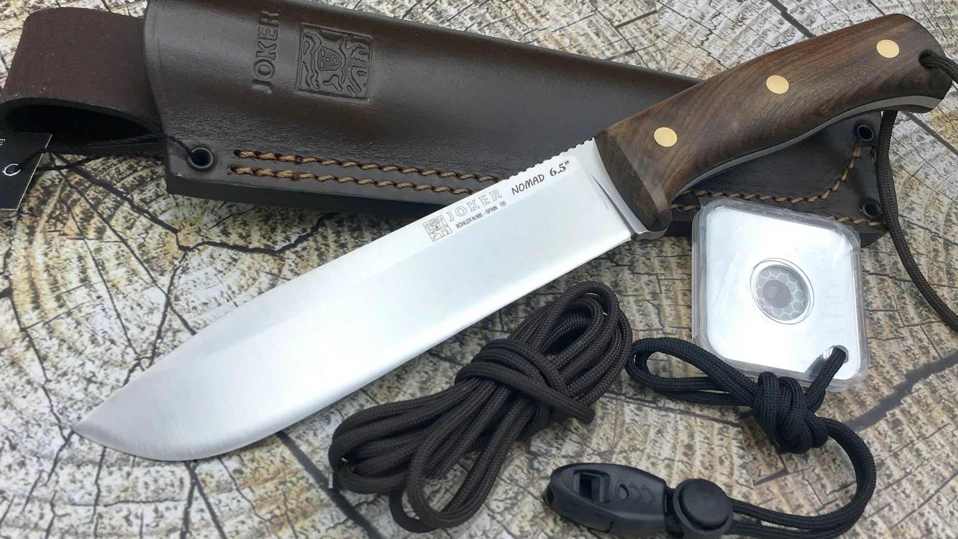 Cuchillo de Supervivencia Joker Nomad 6.5" con Mango Nogal