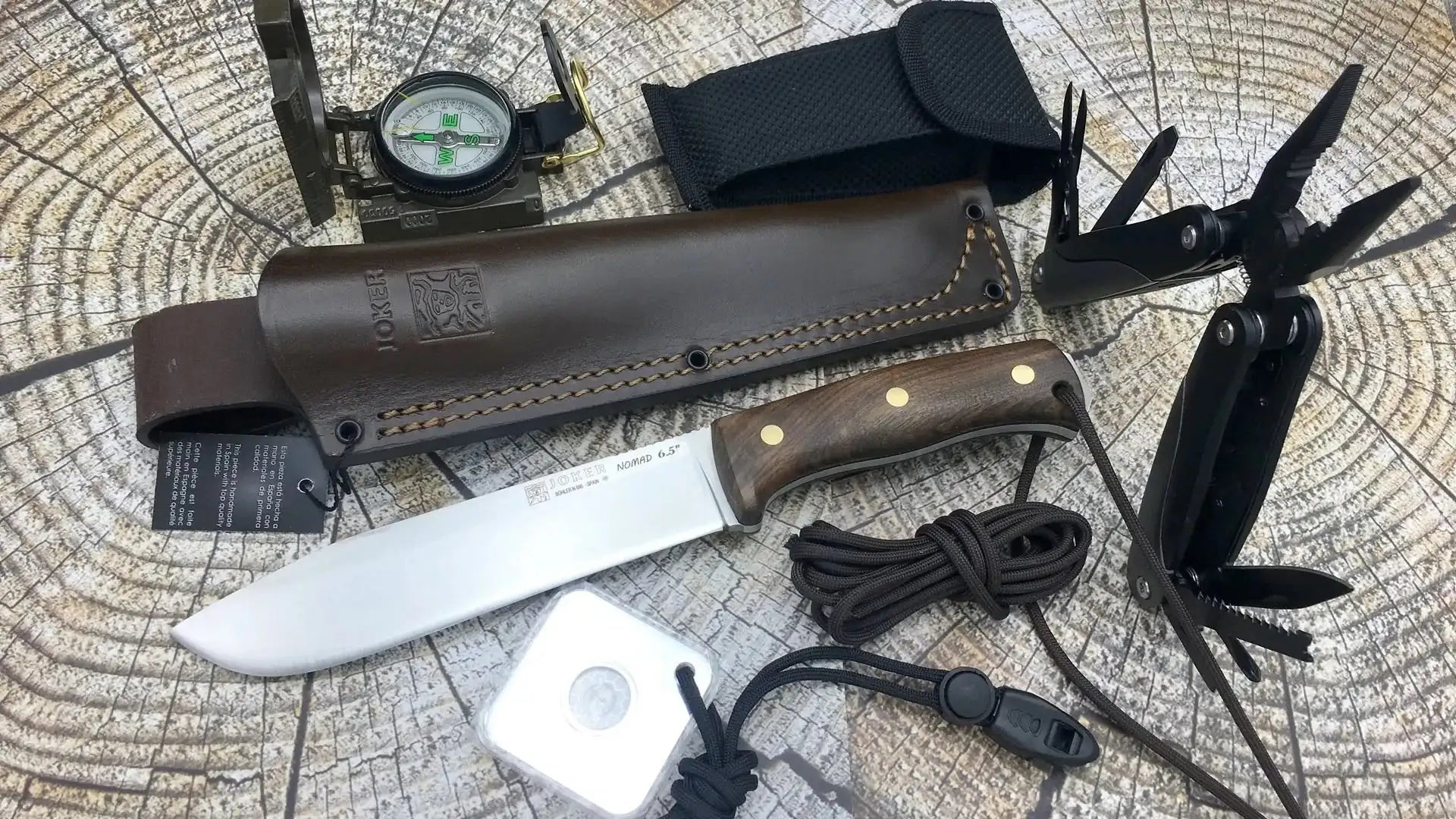 Cuchillo de Supervivencia Joker Nomad 6.5" con Mango Nogal