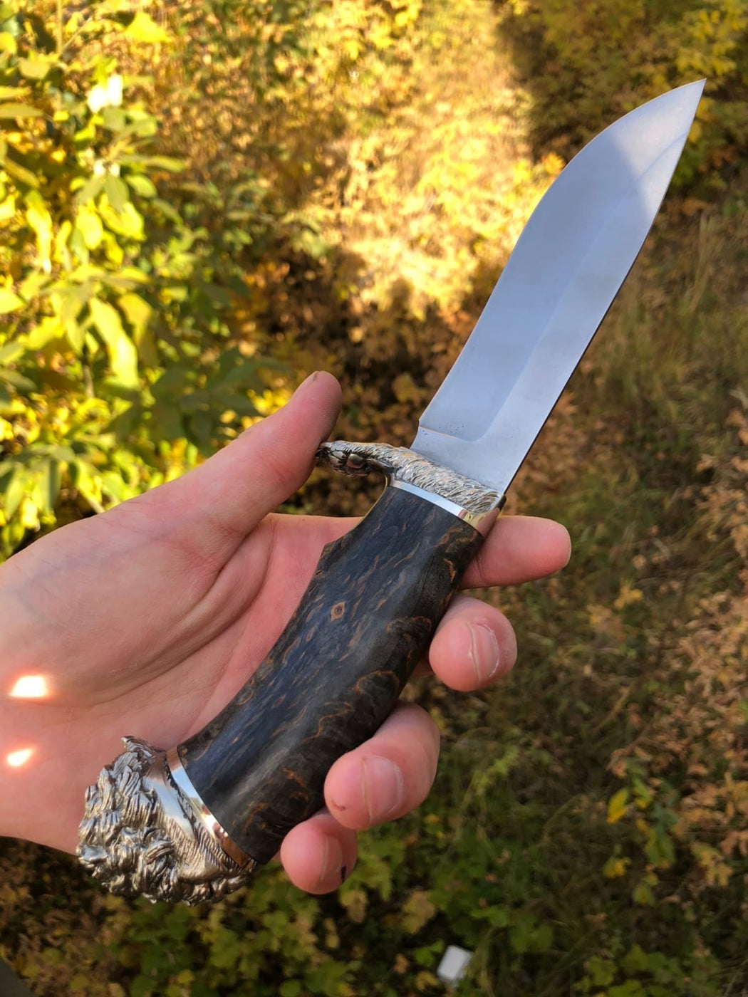 Combat Hunting Knife with Animal Head and Paw Shaped Guard