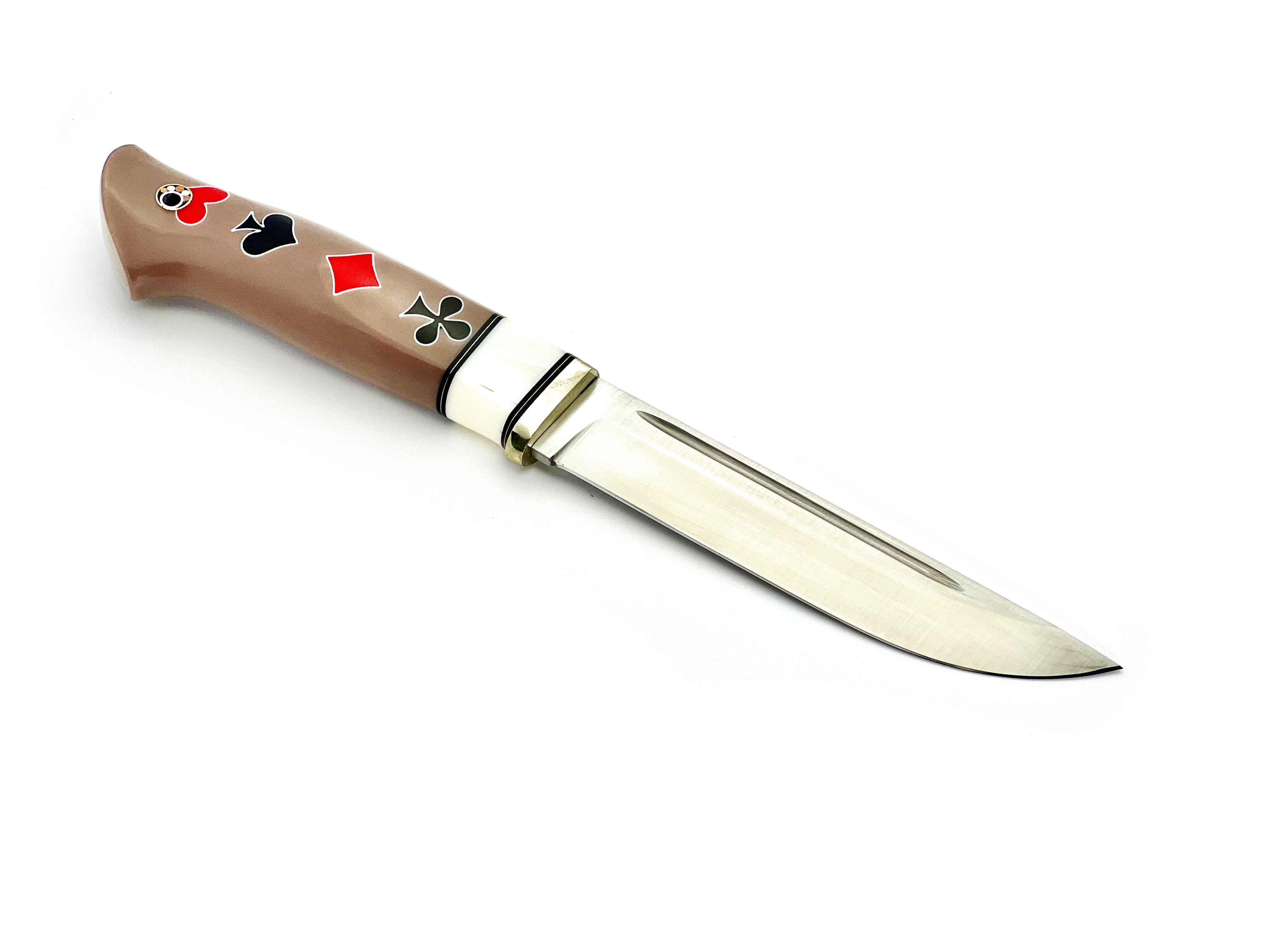 Hunting Knife with 3D Acrylic Handle with Mammoth Tooth
