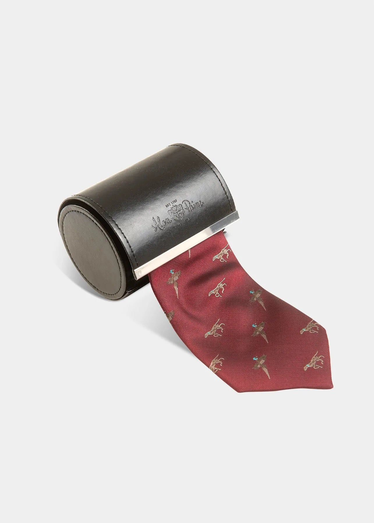 Ripon Silk Country Tie for Men with Bird and Dog Design