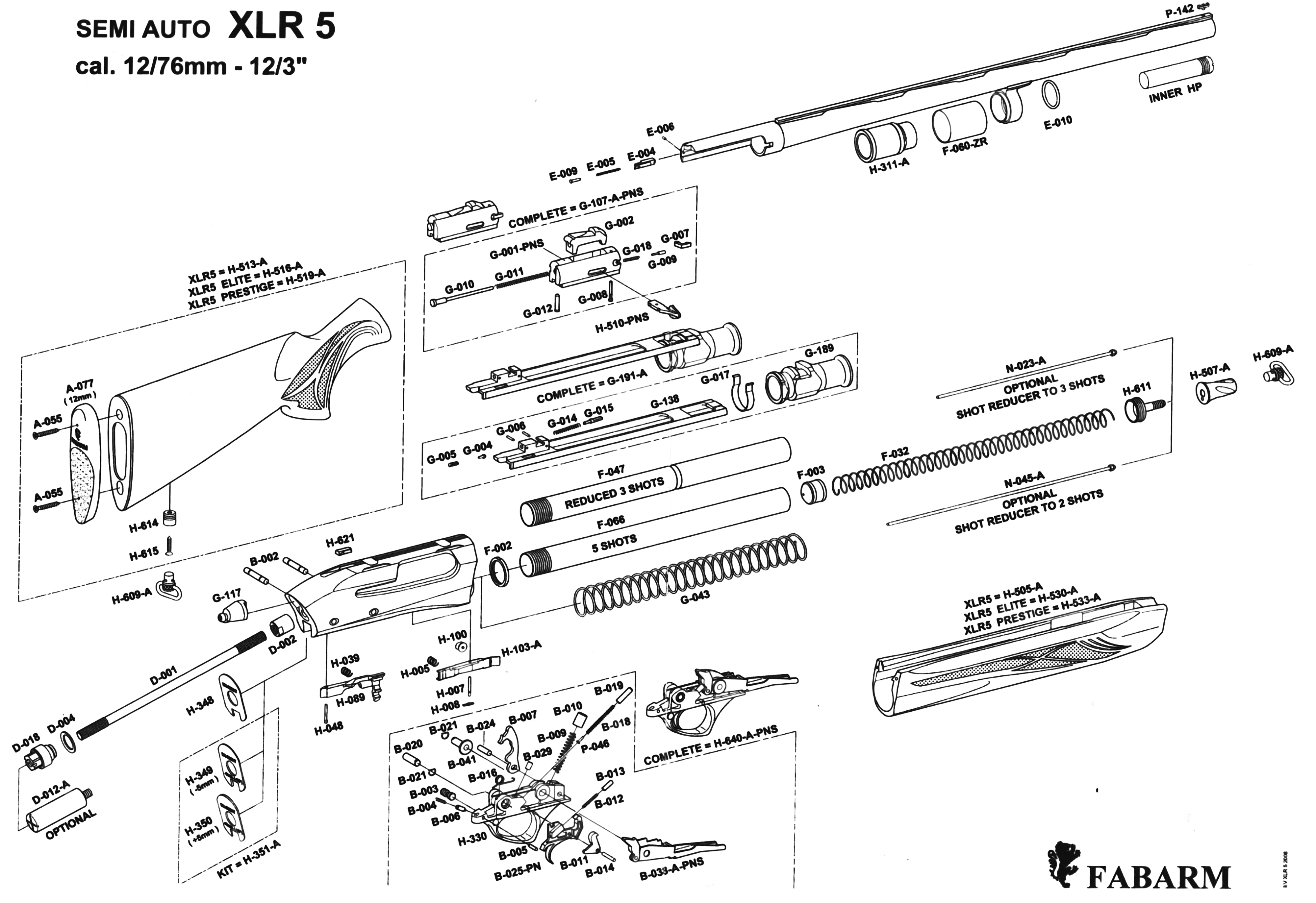 Scope Exploded View Piezas de Recambio para Escopeta Semiautomatica Fabarm XLR 5 – Armeria Pato